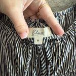 Elan  Black & Cream Pinstripe Puff Sleeve 100% Cotton Tiered Mini Dress Photo 2