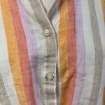 Lou & grey  Striped Linen Twist Front Shirt Women Small Preppy Beach Coastal Pink Photo 4
