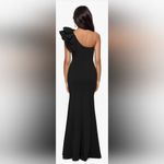Betsy and Adam "Daisy" Long Scuba Crepe Ruffle One Shoulder Gown NWT Sz 14 Black Photo 1