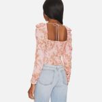 Free People Hilary Printed Top Womens M Pink Floral Ruched Puff Sleeve Smocked Photo 1