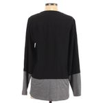 Nicole Miller  100% Silk Long Sleeve Top V-Neck‎ Color Block Black Gray Size XS Photo 2