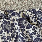 Eddie Bauer  Navy Blue Beige Floral Pencil Knee Length Cotton Skirt Plus Size 18 Photo 2