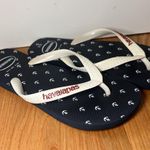 Havaianas Flip Flop Sandals Shoes Mens Size 8 Navy White Anchor Print Beach Photo 0