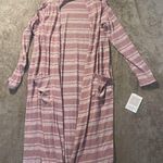 LuLaRoe NWT  Cardigan Womens Size Medium  Sarah Long Duster Pink Pockets Striped Photo 0