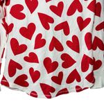 Old Navy Thermal Long Sleeve Top Women's M Cream Red Heart Print Cozy Loungecore Photo 7