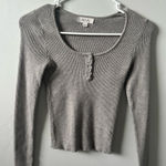 Brandy Melville Gray Ribbed Long Sleeve Top Photo 0