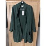 Pact NWT Airplane Wrap Cardigan | Pintuck Wide Leg Pant | Top Size L Deep Green Photo 8
