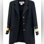 Escada by Margaretha Ley Vintage 80s Nautical Wool Blazer sequin cuffs Black Photo 3