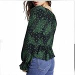 Topshop Womens Star Print Tie Front Long Sleeve Peplum Crop - Sz 10 -EUC Photo 1