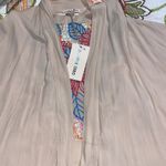 Double Zero  small women’s tan cardigan boho floral crochet back flaw shown Photo 10