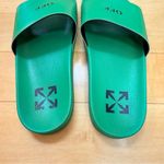 Off-White Logo Print Kelly Green Pool Slides 38 Photo 1