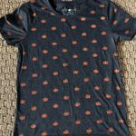 Fifth Sun Women’s Small Pumpkin Print Short Sleeve Top Gray fall Halloween Photo 0