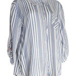 Siren Lily  Floral Striped Top Womens PXL  Button Front 3/4 Sleeve Photo 0