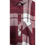 SO Plaid Shirt Dress Long Sleeve Roll Tab Sleeves Red Burgundy with Pockets Small Photo 5