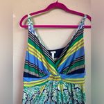 Soma  Soft Multicolor Tropical Floral Stripe Print Surplice Max Dress XL Photo 3