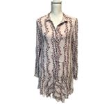 Free People Floral Button Up Tunic Shirt Dress Long Sleeve Retro Boho Medium Photo 3