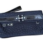 Vera Bradley  Quilted Clutch Wrist Black Patent Leather Purse Silver Tone Accents Photo 0