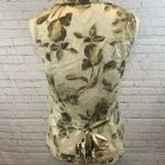 PANG CHI Tank Top Green Floral Print w Mesh Overlay Photo 2