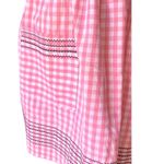 Vintage Pink & White Gingham Embroidered Kitchen Half Apron with Pockets Photo 4