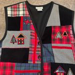 Koret Vintage Ugly Christmas Sweater Party Patchwork Vest Size Petite Small Black Photo 3