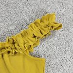 Illa Illa Babydoll Top Womens Medium Yellow Ribbed Knit Tank Top Ruffle Strap Photo 5