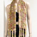 Multicolor Rabbit Fur Knitted Fringe Scarf Yellow Photo 1