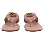 Gucci GG Logo Marmont Leather Thong Flat Sandals Pink Gold Size 37.5 Photo 4