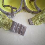 Victoria's Secret Victoria’s Secret 36D Lined Demi Neon Yellow Grey Lace Underwire Bra Dream Angel Photo 4