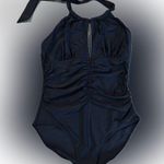 Tropical Escape 🏖️ Women's Black High Neck Halter Swimsuit Size Large Photo 0