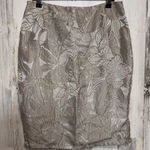 Frascara Silk Blend Floral Jacquard Pencil Skirt Beige Size 4 Made in Canada Silver Photo 0
