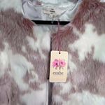 Entro Faux Fur Vest NWT Sz L Pink/White Hook Clasp Closure Photo 4