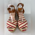 Tory Burch Red and Tan Espadrilles with Striped Design Size 9 Photo 1