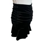 & Other Stories & Other Stories Velvet Mini Skirt Women’s Size 2 Black Ruched Ruffle Hem Photo 2