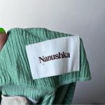 Nanushka Tabbie Green Metallic Crinkled Viscose Wide Leg Plisse Crepe Trousers L Size L Photo 9