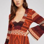 Free People Boho Aztec Patchwork Sweater Dress Women's Small Brown Hippie Dainty Photo 0