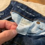 American Eagle  High Rise Shortie‎ Size 4 Dark Wash Shorts Raw Hem Stretch Womens Photo 2