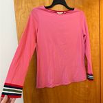 Boden Ella Breton Top Shirt Pink Striped Cuff Long Sleeve Boat Neck NWT Medium Photo 0