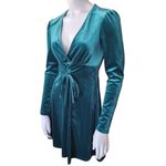 Bebop NWT Long Sleeve Velvet Lace Up Hunter Green Fit & Flare Dress (S) Photo 3