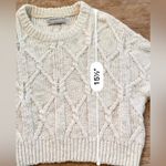 Urban Outfitters  Size XS 100% Cotton Cream Chunky Cable Knit‎ Cropped Sweater Photo 6