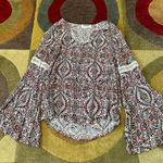 Darah Dahl Long Sleeve Blouse Top Tie Front Wide Belle Sleeve Bohemian Small Multiple Photo 0