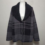 Barefoot Dreams Cozy Chic Black & Gray Plaid Cardigan Size XL Photo 1