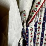 Allison Daley Vintage Jennifer Dale Robe Striped Floral Pattern Lace Collar White Blue 7 3X Photo 1