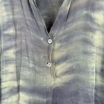 Raquel Allegra Tie Dye Olive Green Silk Long Sleeve Top Women's Size 2 Medium Photo 2