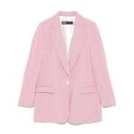 ZARA Gingham Blazer ~ Pink Large NWOT Photo 9