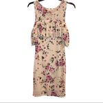 Anthropologie Potter’s Pot Floral Cold Shoulder Mesh Dress Cream Pink Small Photo 1