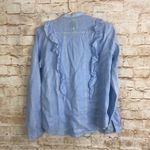 The Shirt by Rochelle Berens Ruffle Striped Shirt Size Small Blue Photo 3