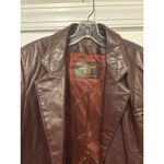 Etienne Aigner Vintage Women 16 Large Dark Red Leather Blazer Jacket Trench Coat Photo 4