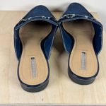 Elie Tahari TAHARI Frenchie Vegan Blue Suede Patent Leather Slip on Mule Loafers Academia 9 Photo 6