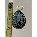 Vintage Women’s Leaf Shell Detail Earrings Dangle Drop Blue Silver Boho Western Photo 6