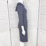 Heart & Hips Striped Nautical Hoodie T Shirt Midi Dress Blue White Medium Photo 2